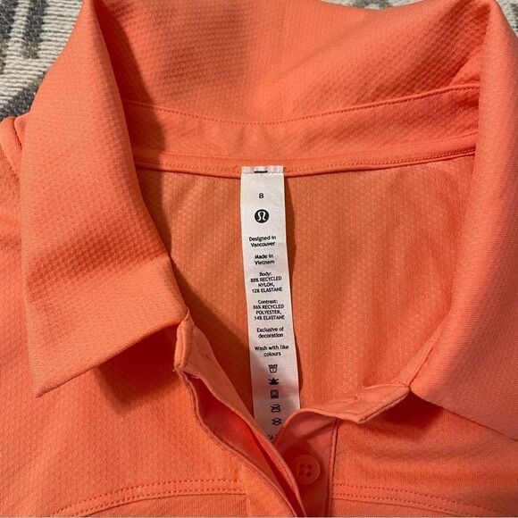 Lululemon Quick-Drying Short Sleeve Polo Shirt Sunny Coral/Orange Sz-S NWT! - Picture 7 of 9